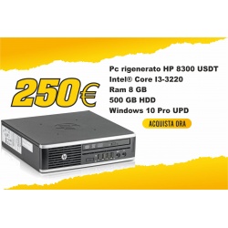 Pc rigenerato HP - Intel Core I3-3220 - Ram 8 GB - 500 GB HDD - Windows 10 Pro UPD